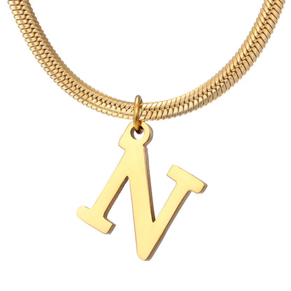 Wholesale Simple Style Letter Stainless Steel Titanium Steel Plating Gold Plated Pendant Necklace