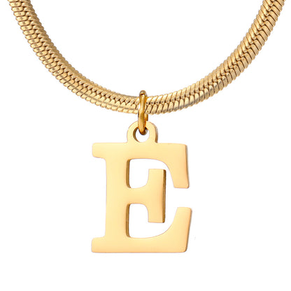 Wholesale Simple Style Letter Stainless Steel Titanium Steel Plating Gold Plated Pendant Necklace