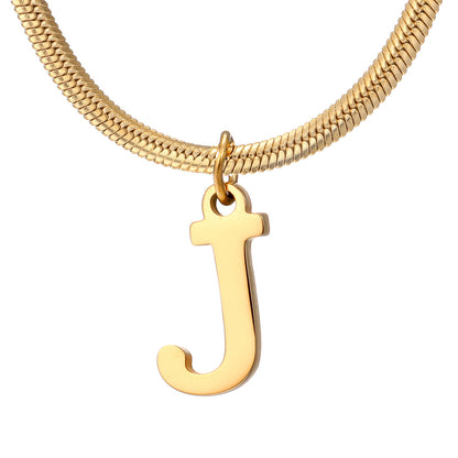 Wholesale Simple Style Letter Stainless Steel Titanium Steel Plating Gold Plated Pendant Necklace