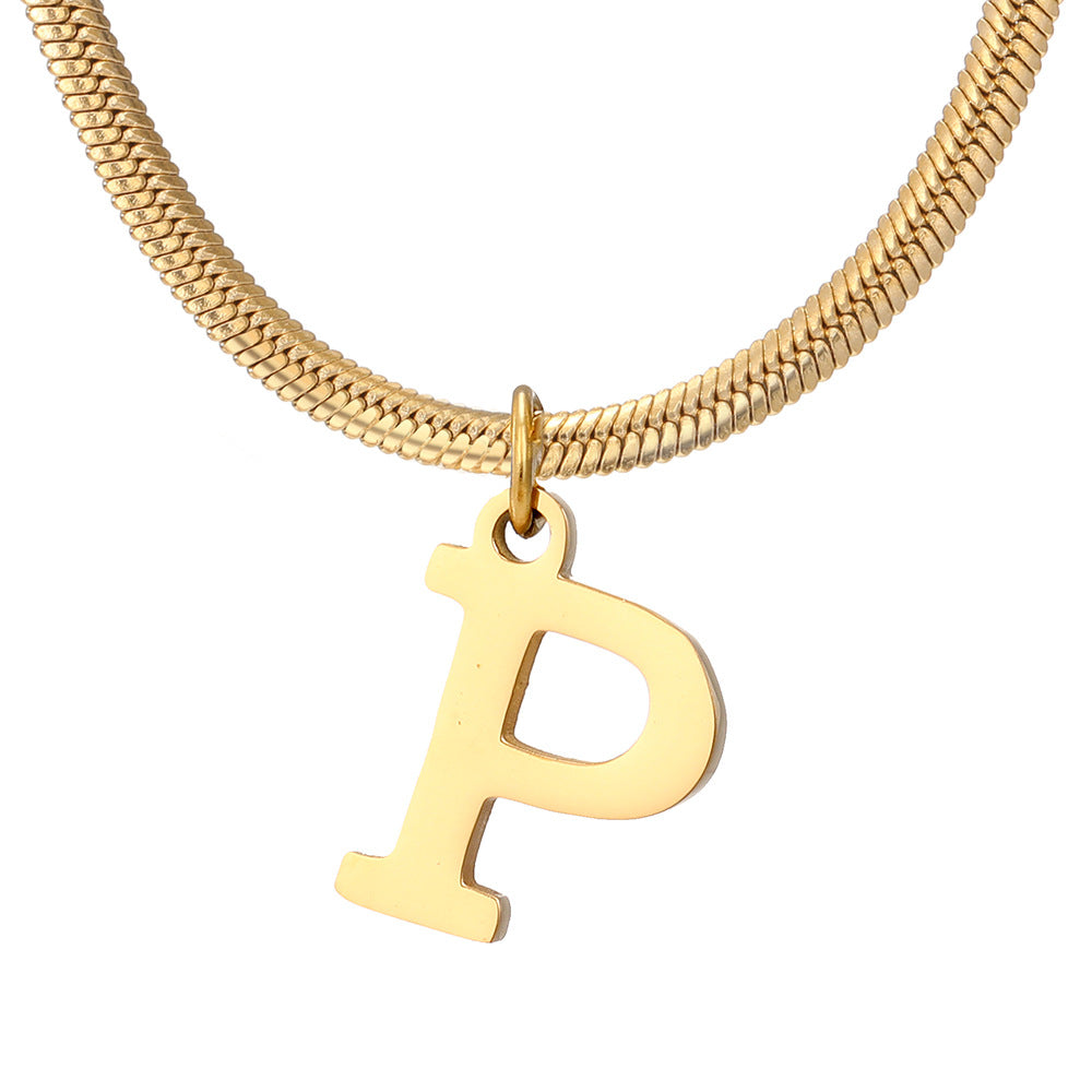 Wholesale Simple Style Letter Stainless Steel Titanium Steel Plating Gold Plated Pendant Necklace