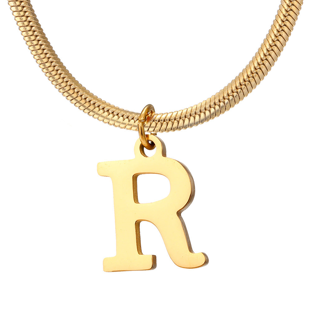 Wholesale Simple Style Letter Stainless Steel Titanium Steel Plating Gold Plated Pendant Necklace