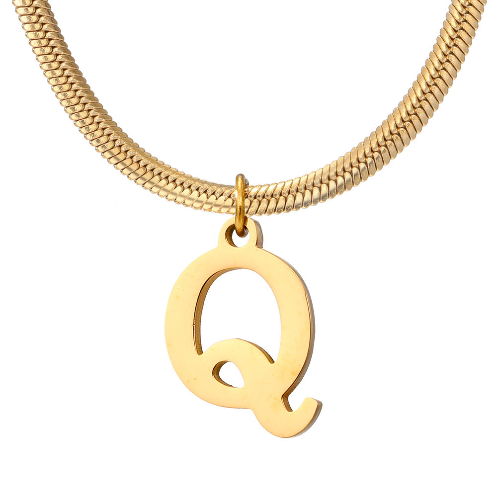 Wholesale Simple Style Letter Stainless Steel Titanium Steel Plating Gold Plated Pendant Necklace