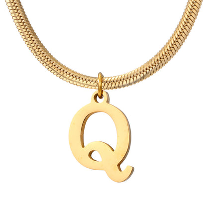 Wholesale Simple Style Letter Stainless Steel Titanium Steel Plating Gold Plated Pendant Necklace