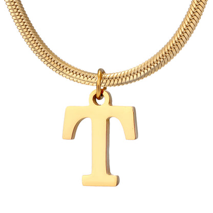 Wholesale Simple Style Letter Stainless Steel Titanium Steel Plating Gold Plated Pendant Necklace