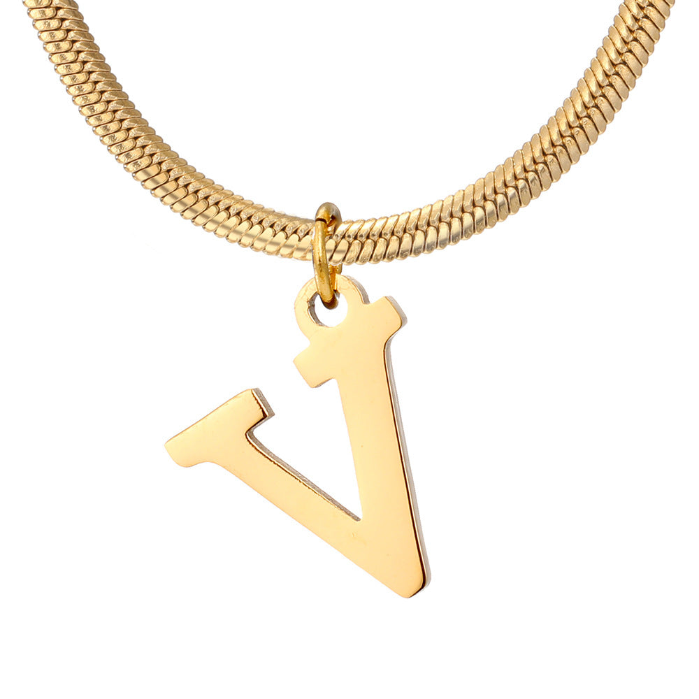 Wholesale Simple Style Letter Stainless Steel Titanium Steel Plating Gold Plated Pendant Necklace