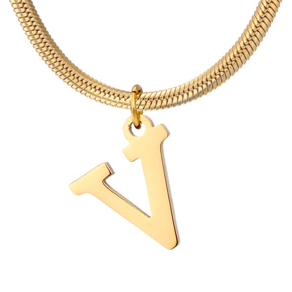 Wholesale Simple Style Letter Stainless Steel Titanium Steel Plating Gold Plated Pendant Necklace