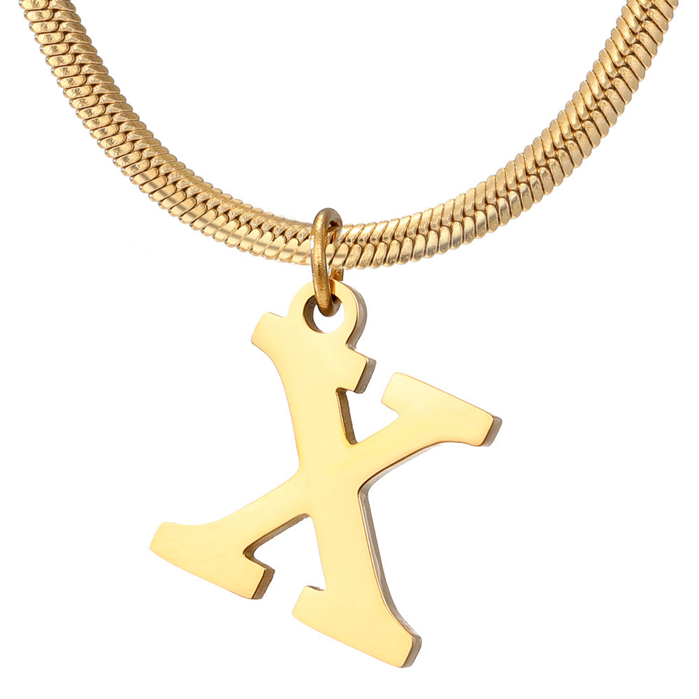 Wholesale Simple Style Letter Stainless Steel Titanium Steel Plating Gold Plated Pendant Necklace