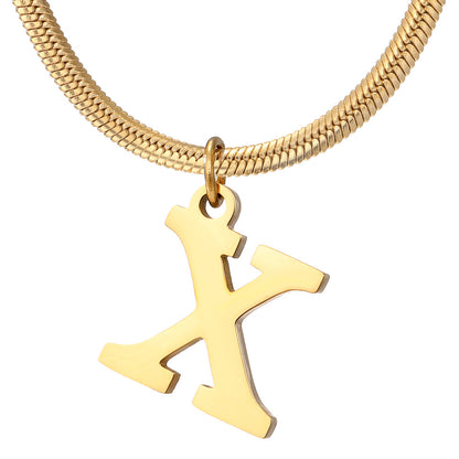 Wholesale Simple Style Letter Stainless Steel Titanium Steel Plating Gold Plated Pendant Necklace