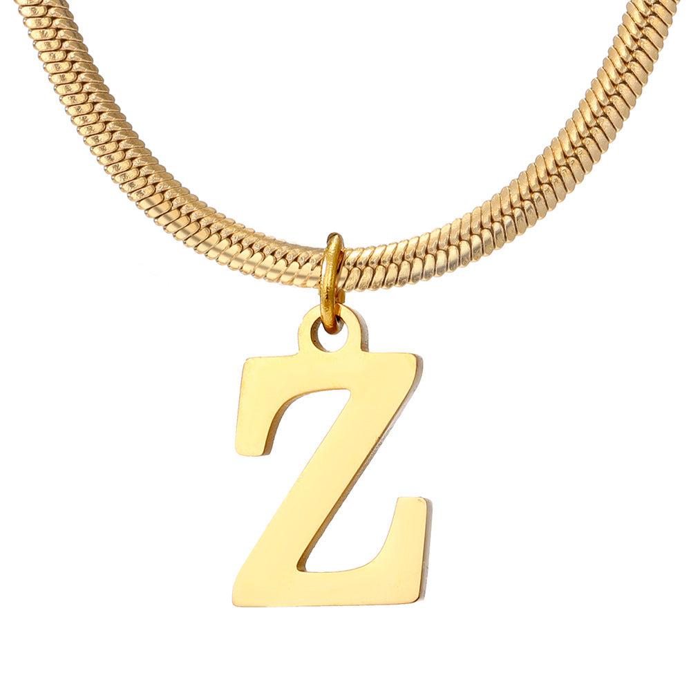 Wholesale Simple Style Letter Stainless Steel Titanium Steel Plating Gold Plated Pendant Necklace