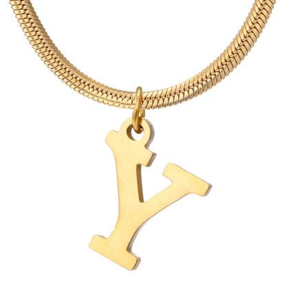 Wholesale Simple Style Letter Stainless Steel Titanium Steel Plating Gold Plated Pendant Necklace