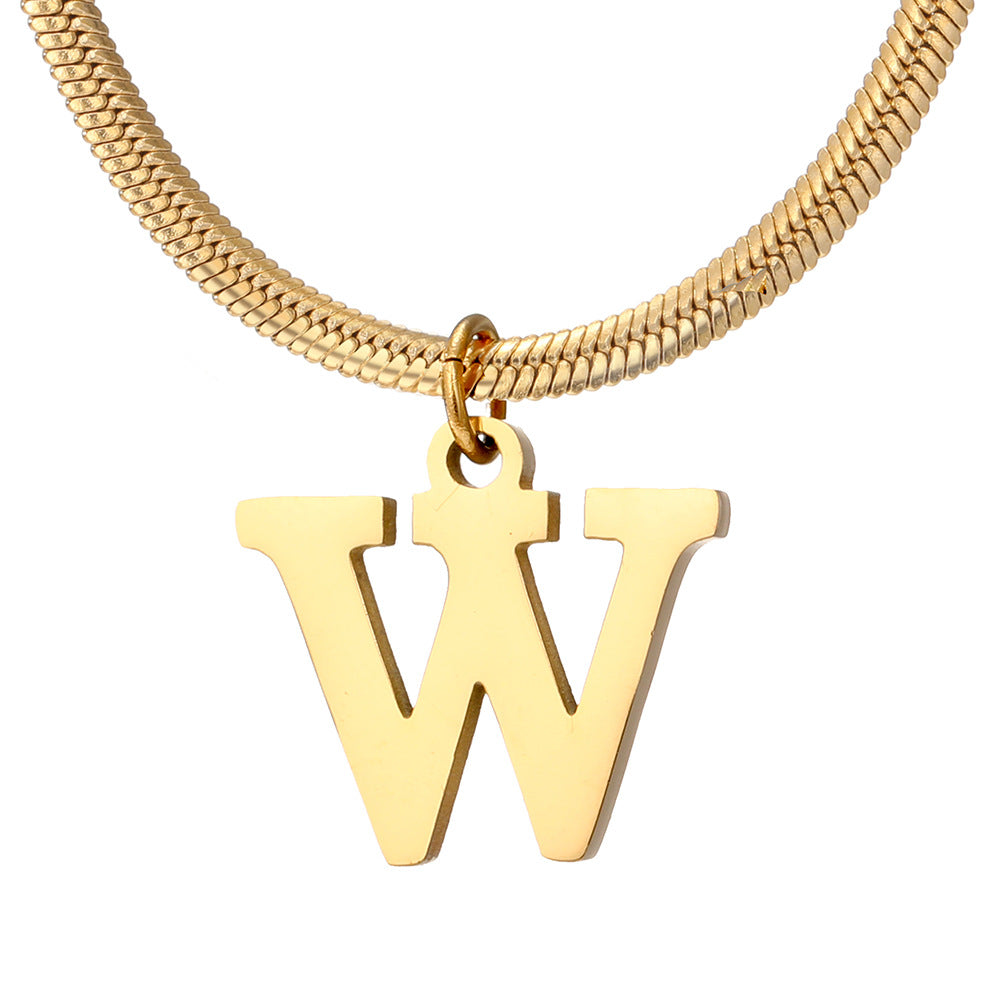 Wholesale Simple Style Letter Stainless Steel Titanium Steel Plating Gold Plated Pendant Necklace