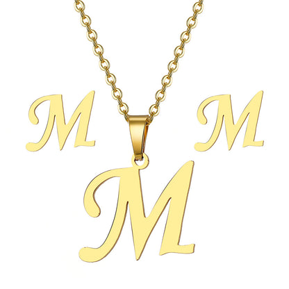 Classic Style Letter Stainless Steel Plating Gold Plated Jewelry Set