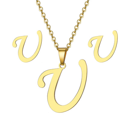 Classic Style Letter Stainless Steel Plating Gold Plated Jewelry Set