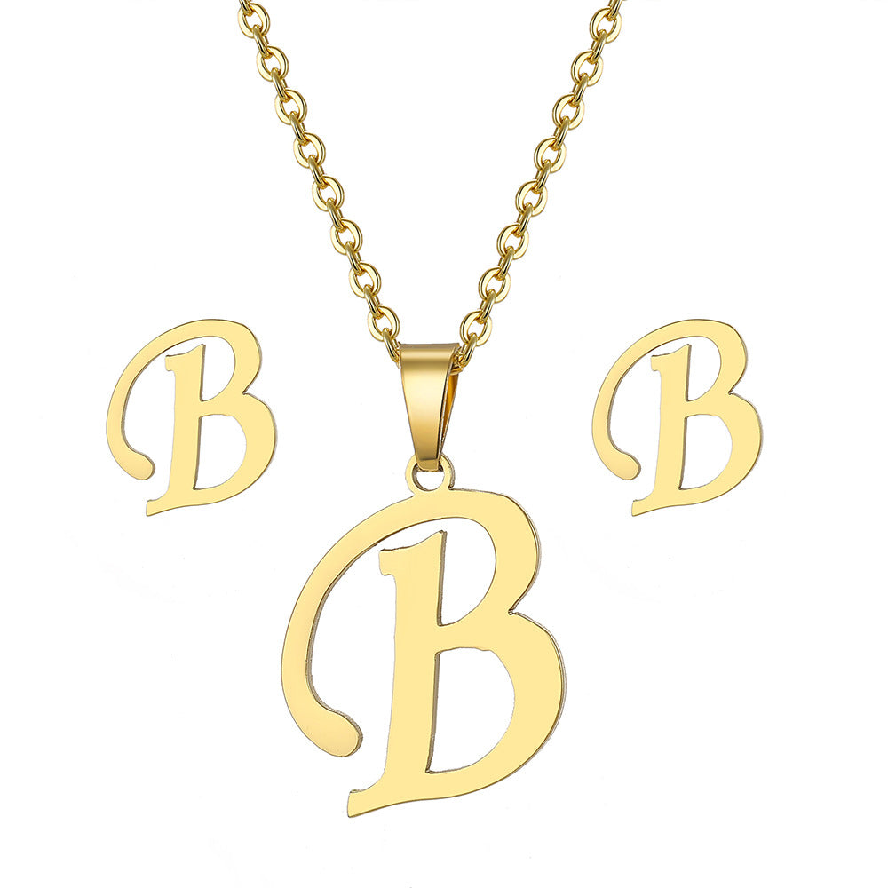 Classic Style Letter Stainless Steel Plating Gold Plated Jewelry Set