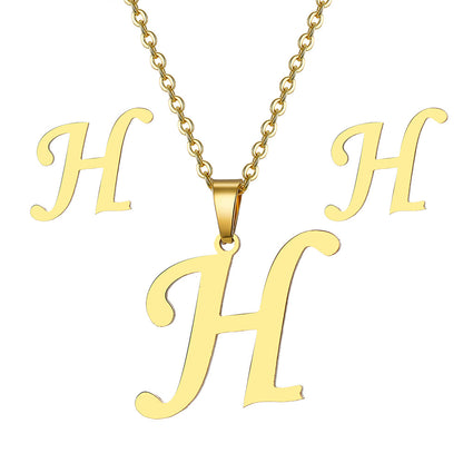 Classic Style Letter Stainless Steel Plating Gold Plated Jewelry Set