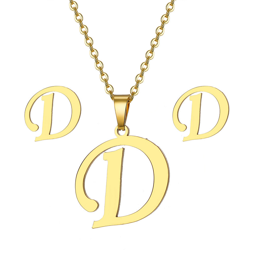 Classic Style Letter Stainless Steel Plating Gold Plated Jewelry Set