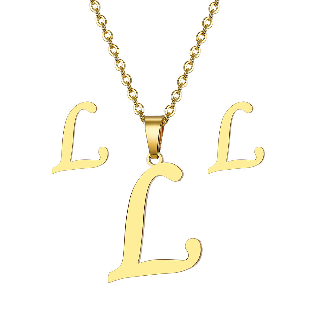 Classic Style Letter Stainless Steel Plating Gold Plated Jewelry Set