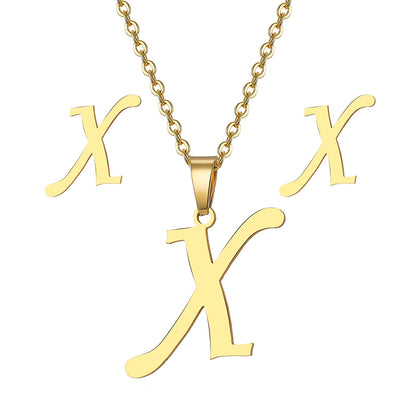 Classic Style Letter Stainless Steel Plating Gold Plated Jewelry Set