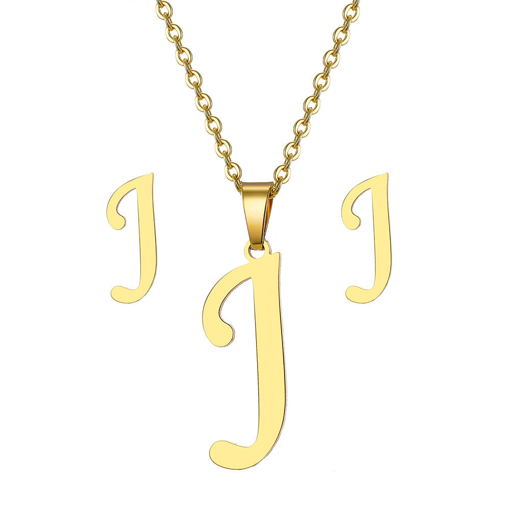 Classic Style Letter Stainless Steel Plating Gold Plated Jewelry Set