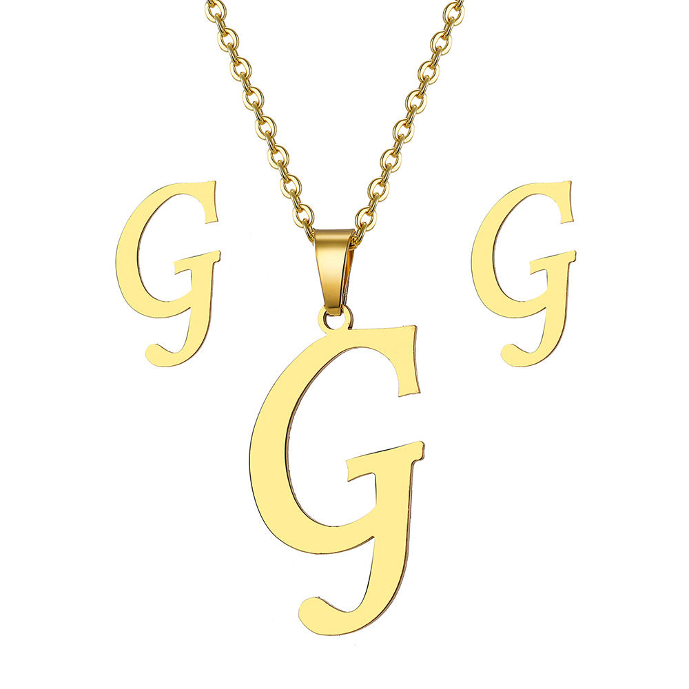 Classic Style Letter Stainless Steel Plating Gold Plated Jewelry Set