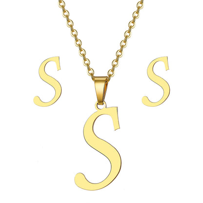 Classic Style Letter Stainless Steel Plating Gold Plated Jewelry Set