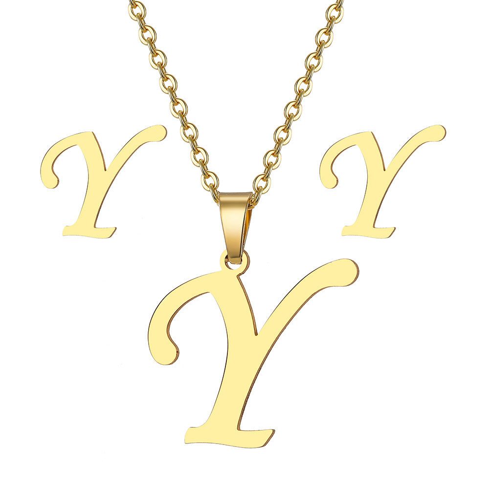 Classic Style Letter Stainless Steel Plating Gold Plated Jewelry Set