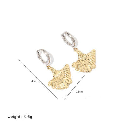 1 Pair Classical Shell Polishing Stainless Steel 18K Gold Plated Drop Earrings