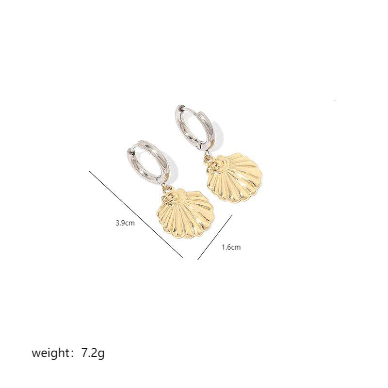 1 Pair Elegant Vintage Style Shell Plating Stainless Steel 18k Gold Plated Drop Earrings