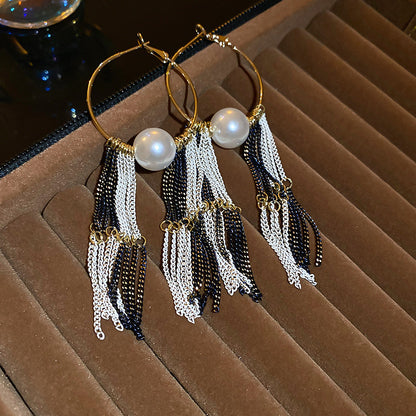 1 Pair Cute Sweet Geometric Tassel Chain Alloy Drop Earrings