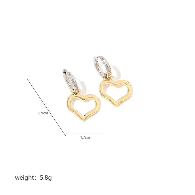 1 Pair Vintage Style Heart Shape Plating Stainless Steel 18k Gold Plated Hoop Earrings