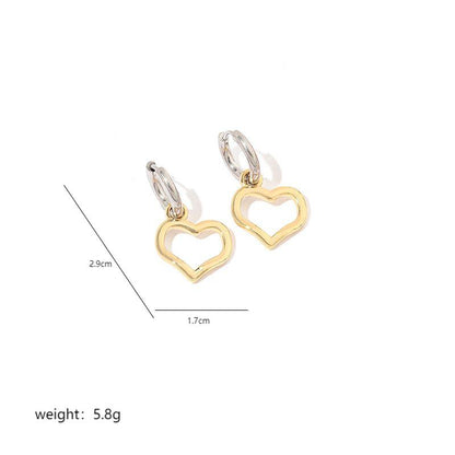 1 Pair Vintage Style Heart Shape Plating Stainless Steel 18k Gold Plated Hoop Earrings