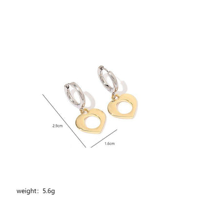 1 Pair Vintage Style Heart Shape Plating Stainless Steel 18k Gold Plated Hoop Earrings