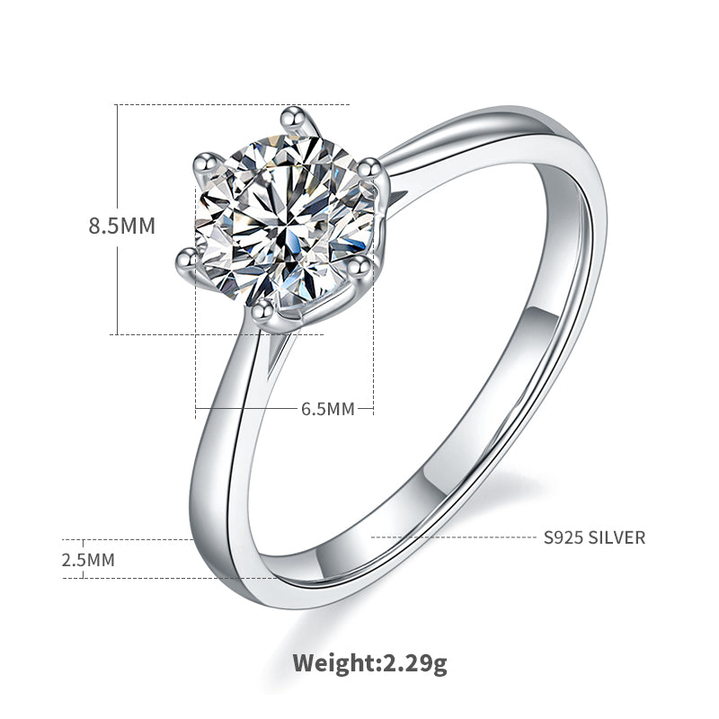 Shiny Round Sterling Silver Gra Plating Inlay Moissanite Rhodium Plated Silver Plated Rings