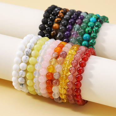 Casual Round Natural Stone Beaded Bracelets