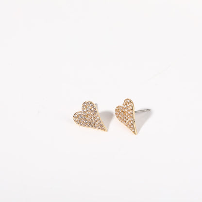 1 Pair Casual Simple Style Heart Shape Plating Copper Copper 18k Gold Plated Ear Studs