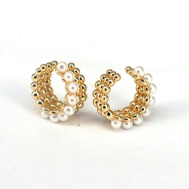 1 Pair Elegant Streetwear Geometric Plating Inlay Copper Artificial Pearls Zircon 18k Gold Plated Ear Studs