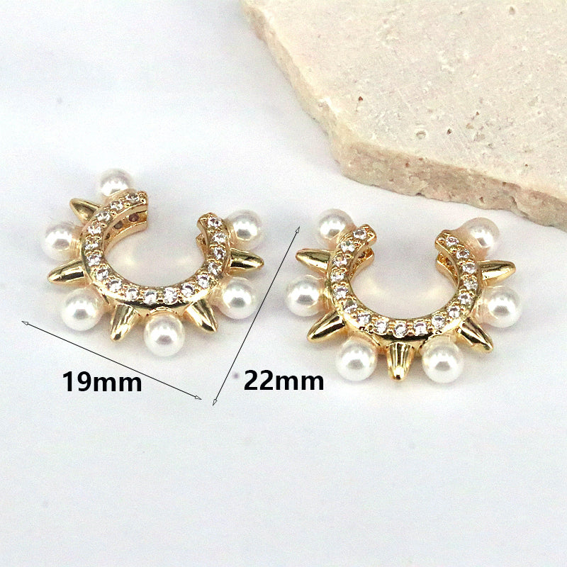 1 Pair Elegant Streetwear Geometric Plating Inlay Copper Artificial Pearls Zircon 18k Gold Plated Ear Studs