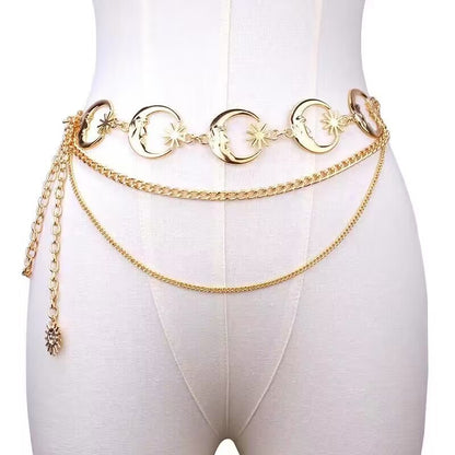 Ins Style Retro Sun Alloy Chain Women's Waist Chain