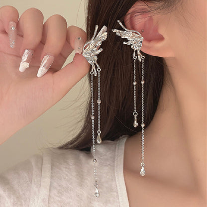 1 Piece 1 Pair Sweet Simple Style Moon Butterfly Tassel Plating Alloy Zircon Earrings