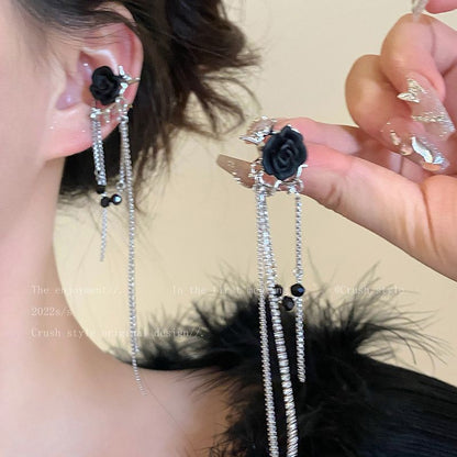 1 Piece 1 Pair Sweet Simple Style Moon Butterfly Tassel Plating Alloy Zircon Earrings