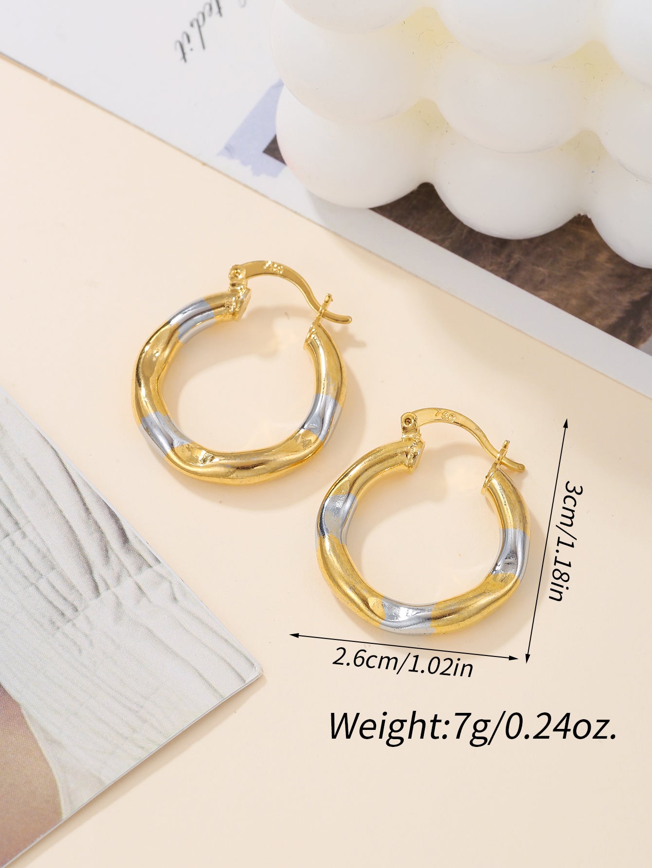 1 Pair Classic Style Color Block Plating Copper 18k Gold Plated Earrings