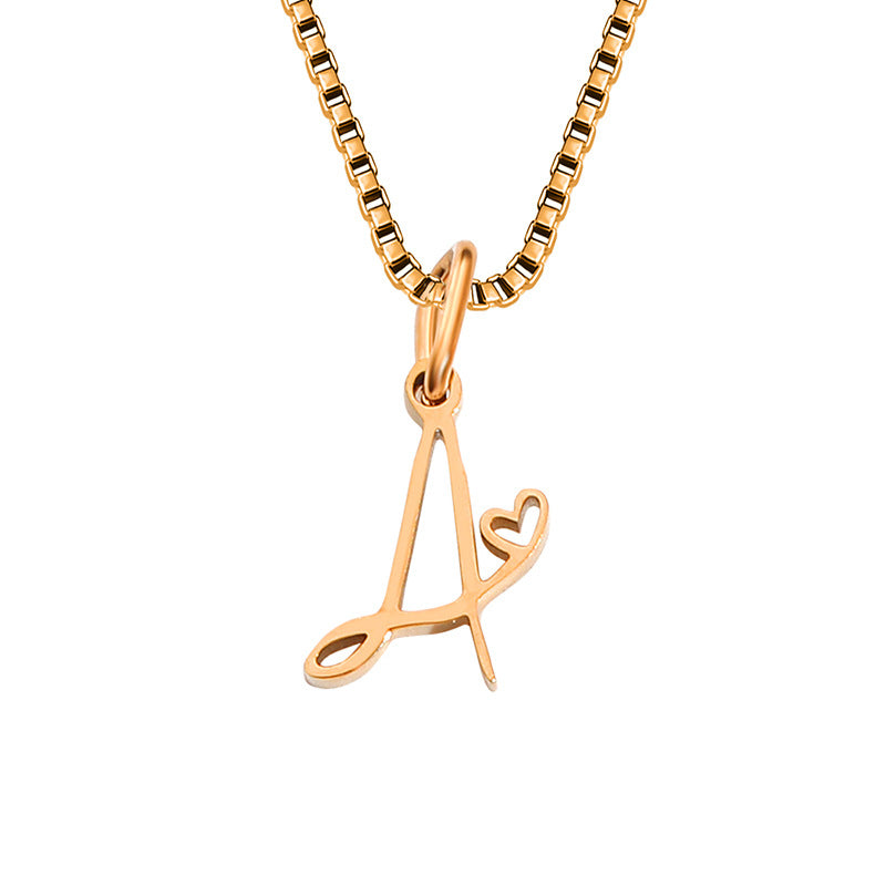 Simple Style Letter Stainless Steel Plating Gold Plated Pendant Necklace