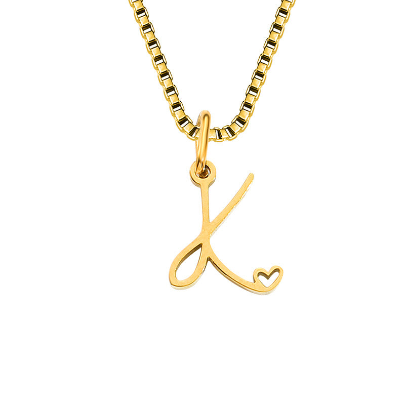 Simple Style Letter Stainless Steel Plating Gold Plated Pendant Necklace