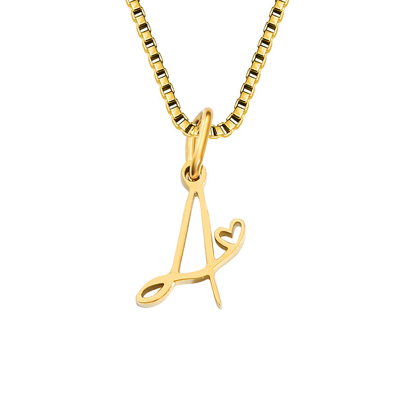 Simple Style Letter Stainless Steel Plating Gold Plated Pendant Necklace