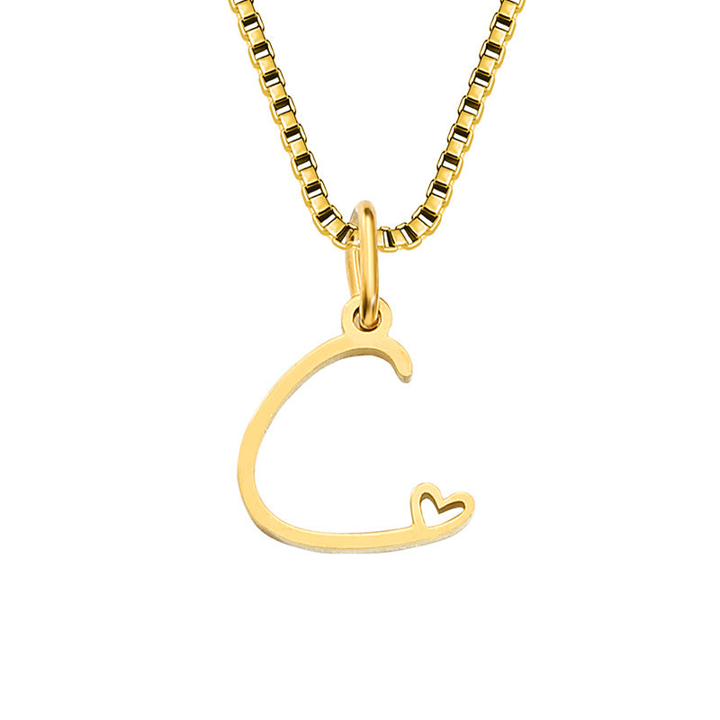 Simple Style Letter Stainless Steel Plating Gold Plated Pendant Necklace