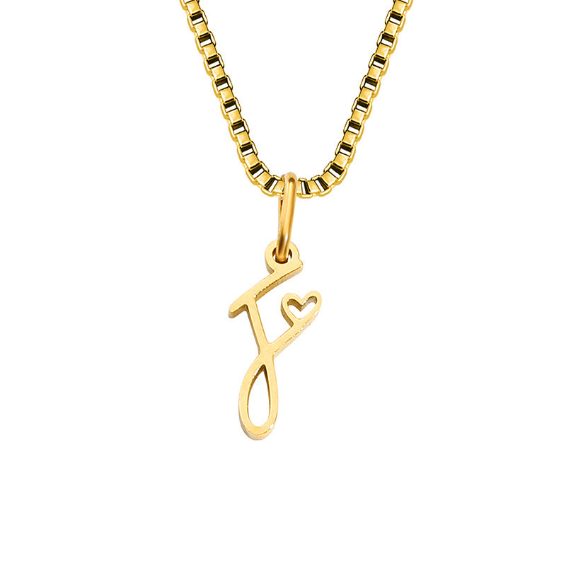 Simple Style Letter Stainless Steel Plating Gold Plated Pendant Necklace