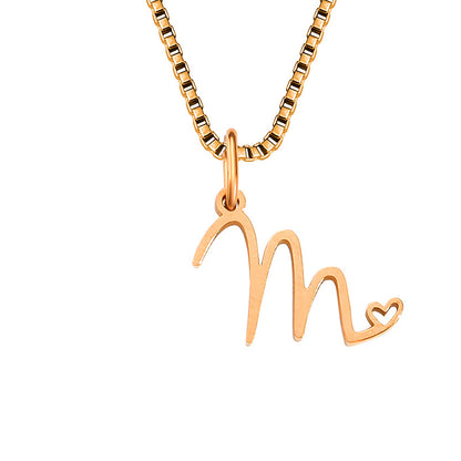 Simple Style Letter Stainless Steel Plating Gold Plated Pendant Necklace