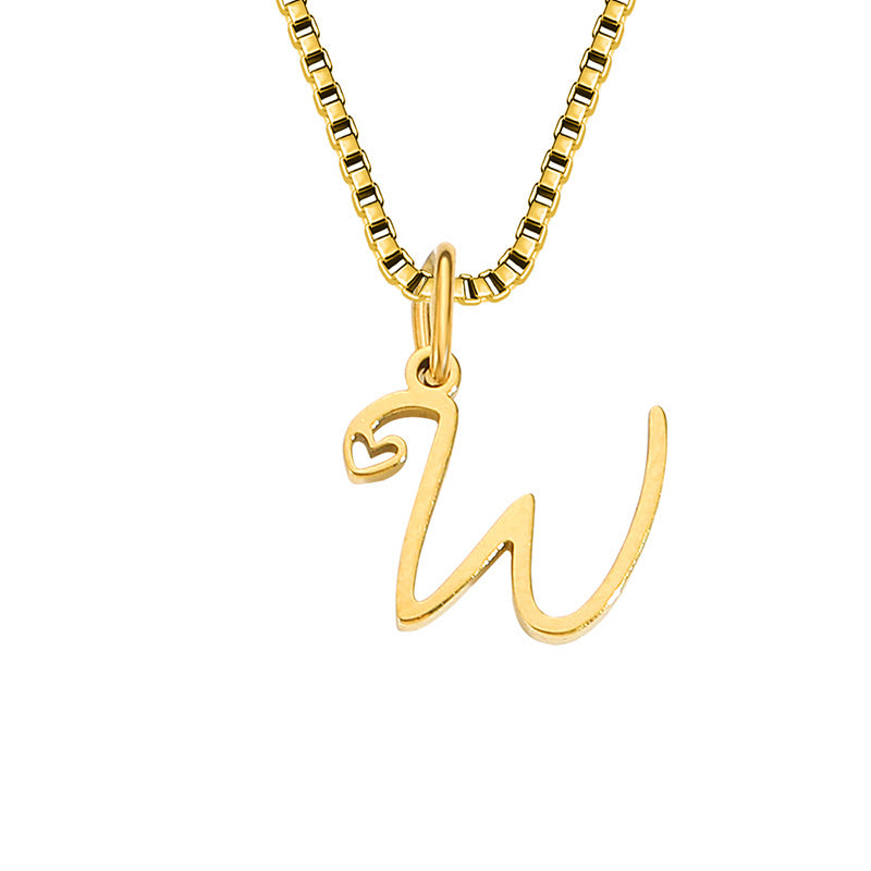 Simple Style Letter Stainless Steel Plating Gold Plated Pendant Necklace