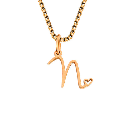 Simple Style Letter Stainless Steel Plating Gold Plated Pendant Necklace