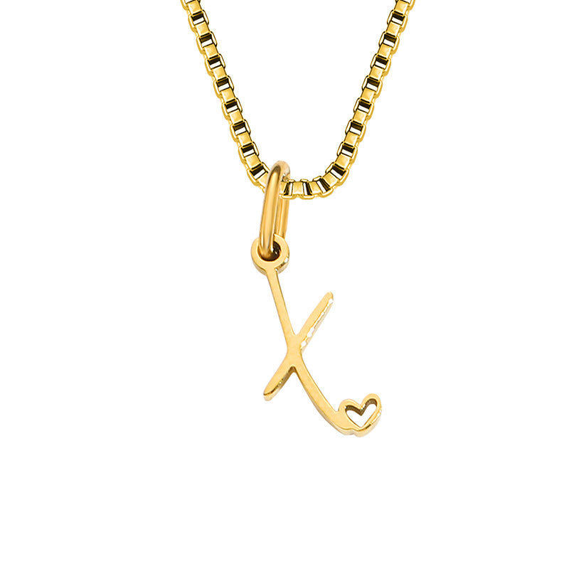 Simple Style Letter Stainless Steel Plating Gold Plated Pendant Necklace